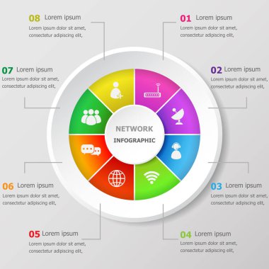 Infographic tasarım şablonu ile ağ kutsal kişilerin resmi