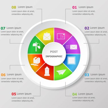 Infographic tasarım şablonu ile posta kutsal kişilerin resmi, hisse senedi vektör