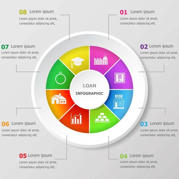 Инфографический Шаблон Дизайна Иконками Кредитов Вектором Запаса — стоковый вектор