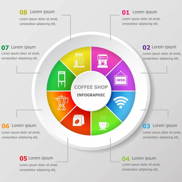 Инфографический Шаблон Дизайна Иконками Кофейни Вектор Запасов — стоковый вектор