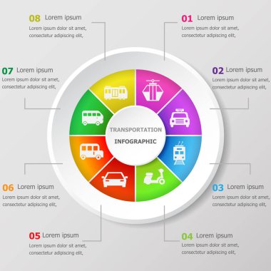 Infographic tasarım şablonu ile ulaşım kutsal kişilerin resmi, hisse senedi vektör