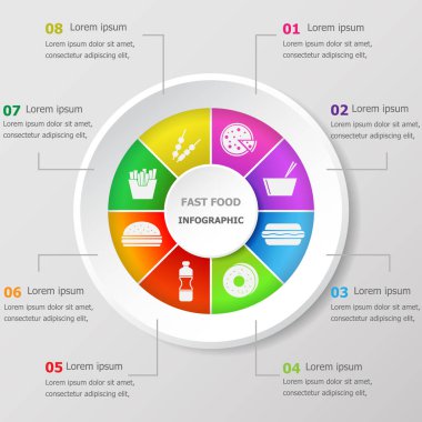 Infographic tasarım şablonu ile lokanta kutsal kişilerin resmi, hisse senedi vektör
