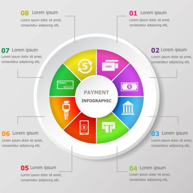 Infographic tasarım şablonu ile ödeme kutsal kişilerin resmi, hisse senedi vektör
