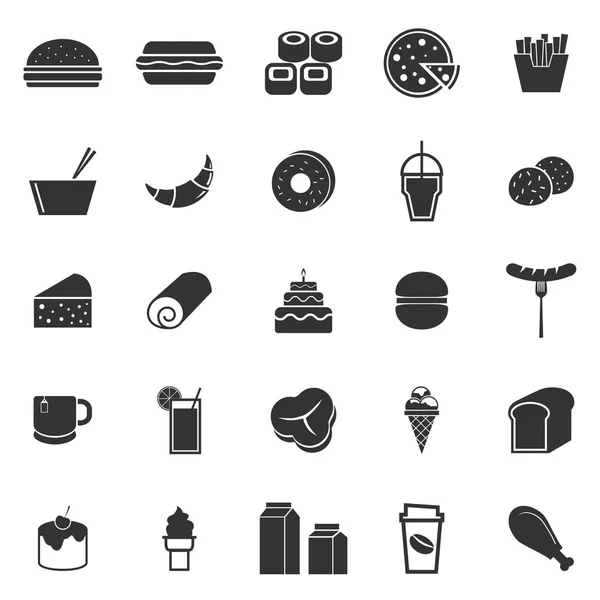 Ícones de comida popular no fundo branco — Vetor de Stock