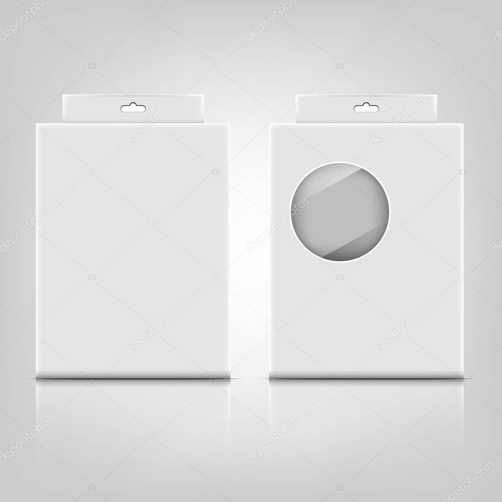 White paper packaging box with reflect on gray background, stock vector