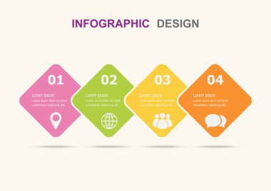 Infographic tasarım şablonu ile dört adım, hisse senedi vektör