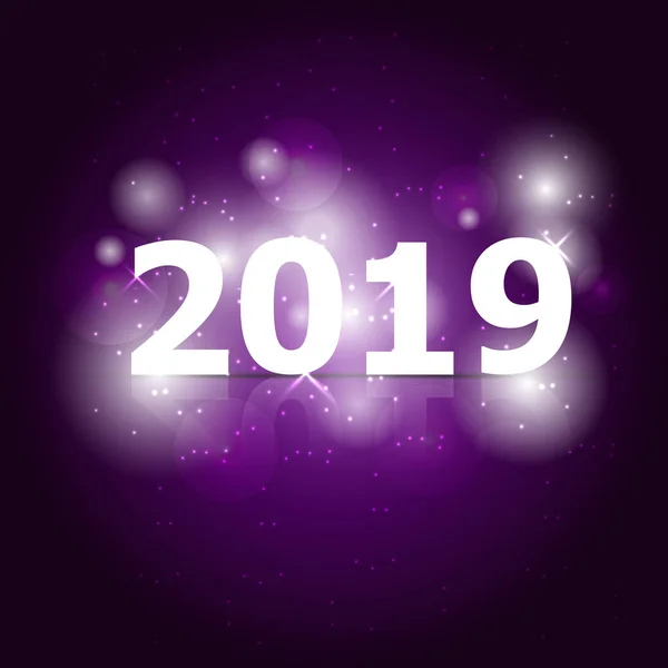 2019 Feliz Año Nuevo Sobre Fondo Violeta Vector Stock — Archivo Imágenes Vectoriales