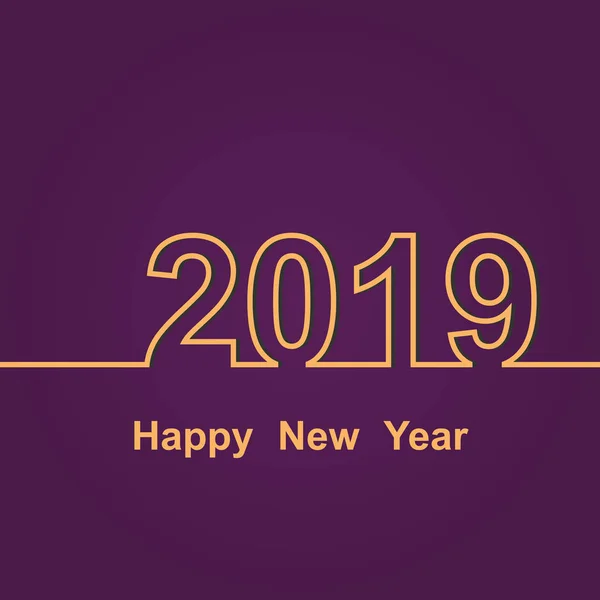 2019 Felice Anno Nuovo Sfondo Viola Vettore Stock — Vettoriale Stock