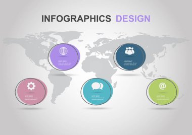 Infographic tasarım şablonu ile düz daire afiş, hisse senedi vektör