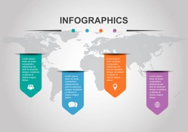 Infographic tasarım şablonu ile afiş, hisse senedi vektör kümesi