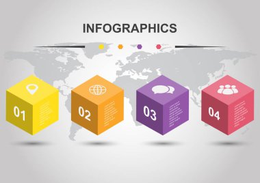 Infographic tasarım şablonu ile küpleri, hisse senedi vektör