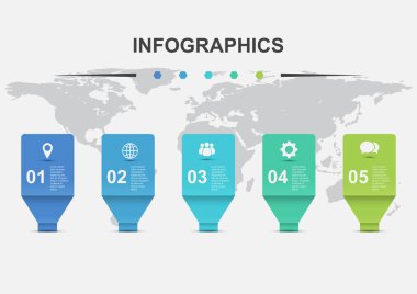 Infographic tasarım şablonu ile beş element, hisse senedi vektör