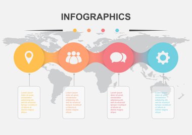 Infographic tasarım şablonu ile daire elemanları, hisse senedi vektör