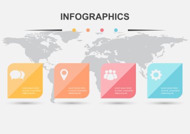 Infographic tasarım şablonu ile kare elemanları, hisse senedi vektör