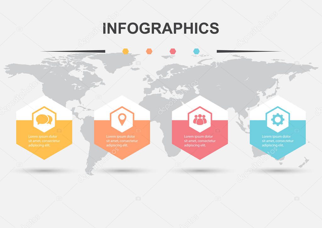 Infographic design template with hexagons, stock vector