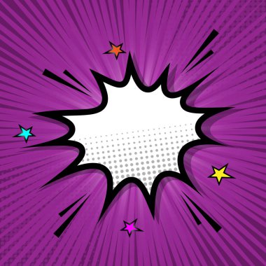 Retro konuşma balonu mor arka planda, hisse senedi vektör