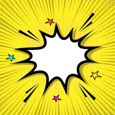 Retro konuşma balonu sarı arka planda, hisse senedi vektör