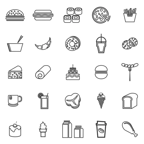 Popular Food Line Icons White Background Stock Vector — Stock Vector