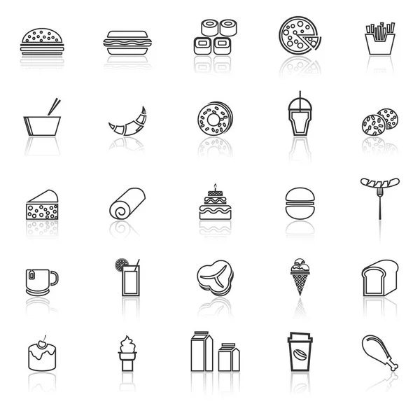 Popular Food Line Icons Reflect White Background Stock Vector — Stock Vector