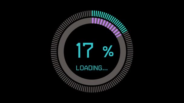 読み込み円リング転送 100 黒い画面で水色の — ストック動画