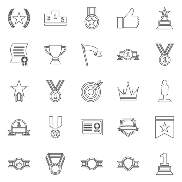 Iconos de línea de victoria sobre fondo blanco — Vector de stock