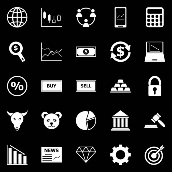 Iconos de Forex sobre fondo negro — Vector de stock