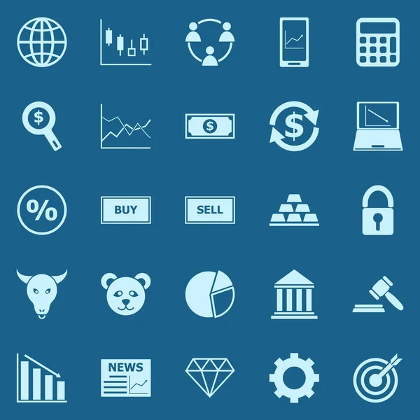 Iconos de color de la divisa sobre fondo azul — Vector de stock