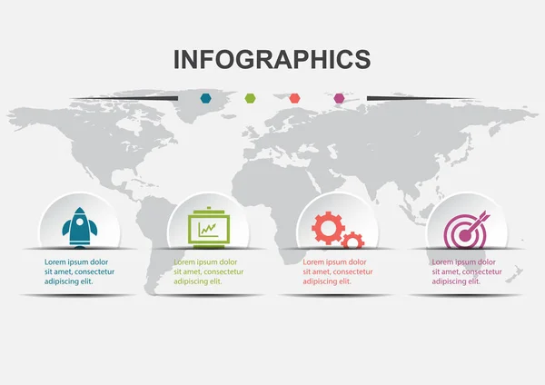 Modelo de design infográfico de 4 etapas de elementos — Vetor de Stock