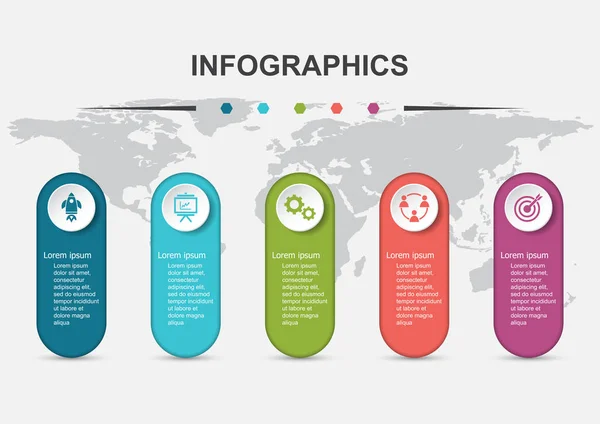 Infografik-Design-Vorlage des 5-Schritte-Prozesses — Stockvektor