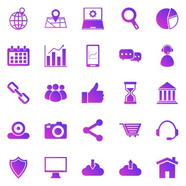 Beyaz arkaplan üzerinde SEO gradyan simgeleri, stok vektörü