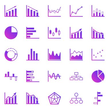 Beyaz arkaplan üzerinde grafik gradyan simgeleri, stok vektörü
