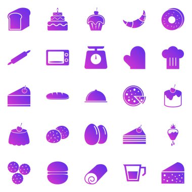 Beyaz arkaplan üzerinde fırın gradyan simgeleri, stok vektörü