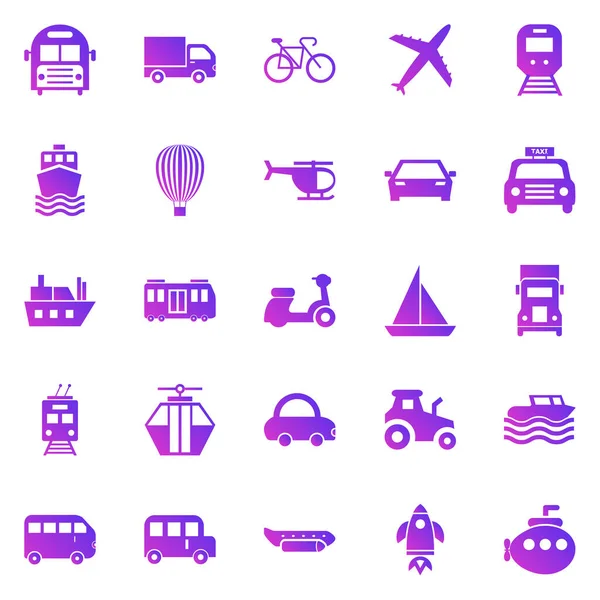 Transportation Gradient Icons White Background Stock Vector — Stock Vector