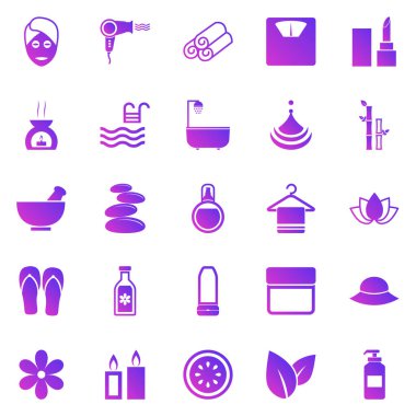 Beyaz arkaplanda güzellik gradyanı simgeleri, stok vektörü