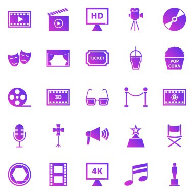 Beyaz arkaplan üzerinde film gradyan simgeleri, stok vektörü