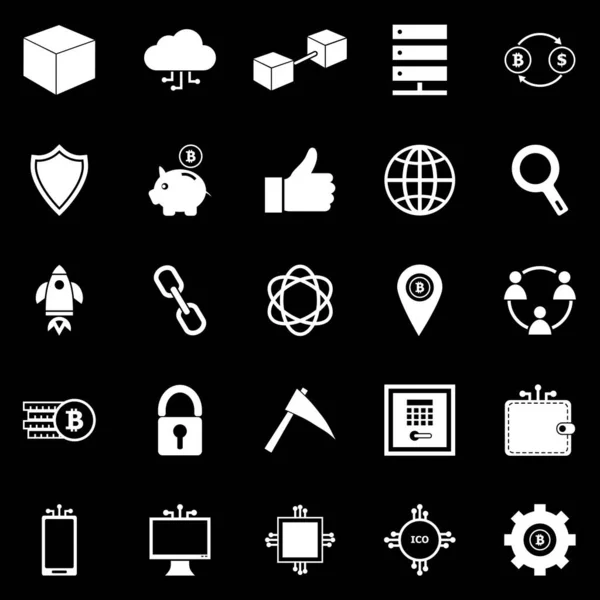 Iconos Cadena Bloques Sobre Fondo Negro Vector Stock — Vector de stock