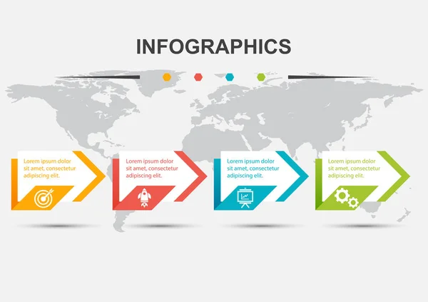 Infographic Design Template Met Stappen Pijl Voorraad Vector — Stockvector