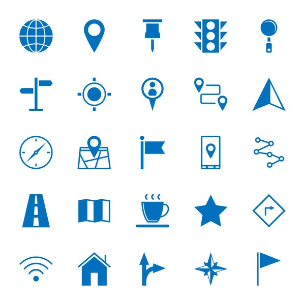 Solide Icons Von Kartensymbolen Auf Weißem Hintergrund 64X64 Pixel Perfekt — Stockvektor