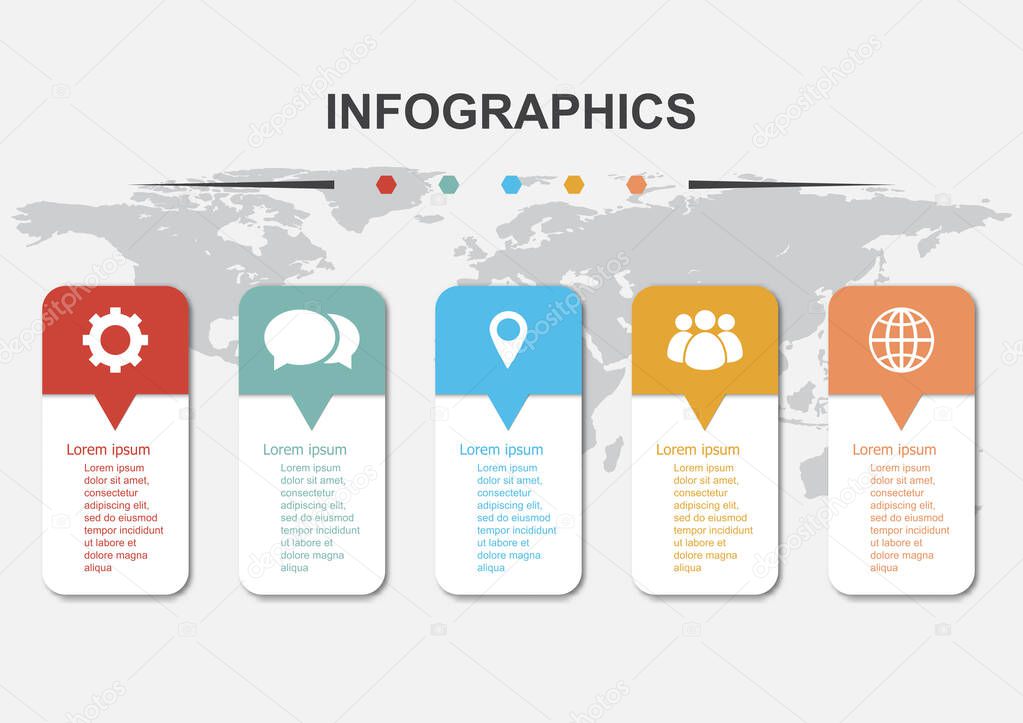 Infographic design template with 5 steps, stock vector