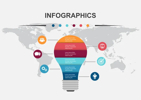 Glühbirnen Infografik Design Vorlage Aktienvektor — Stockvektor