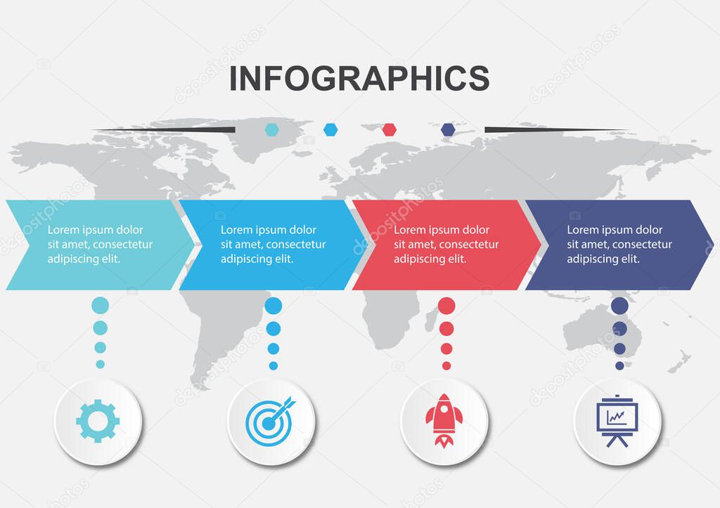 Infographic design template with 4 arrows, stock vector