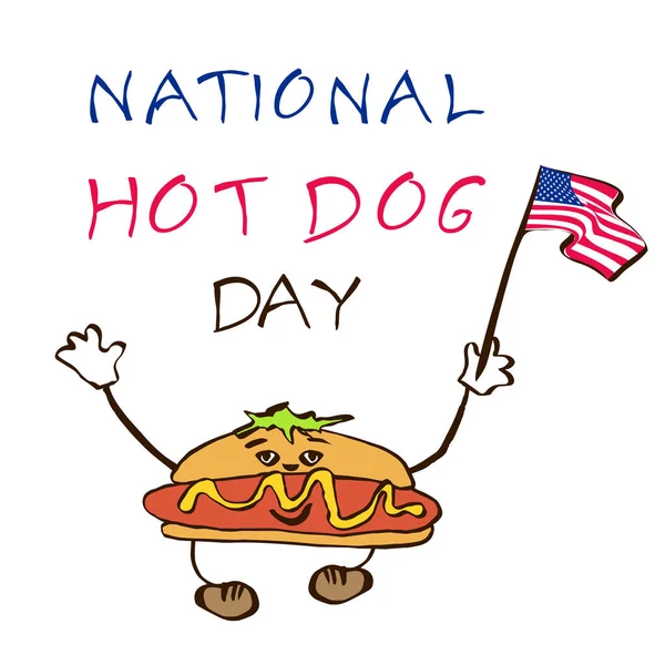 Nationale dag Hot Dog achtergrond. — Stockvector