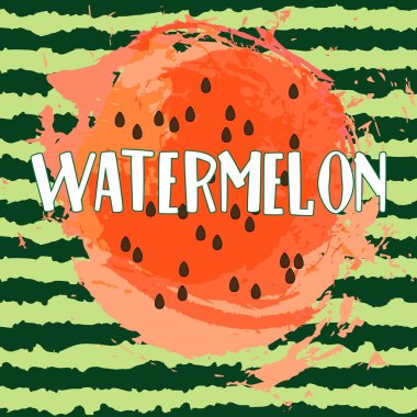Çizgili bir arka plan üzerinde sulu karpuz çemberi.