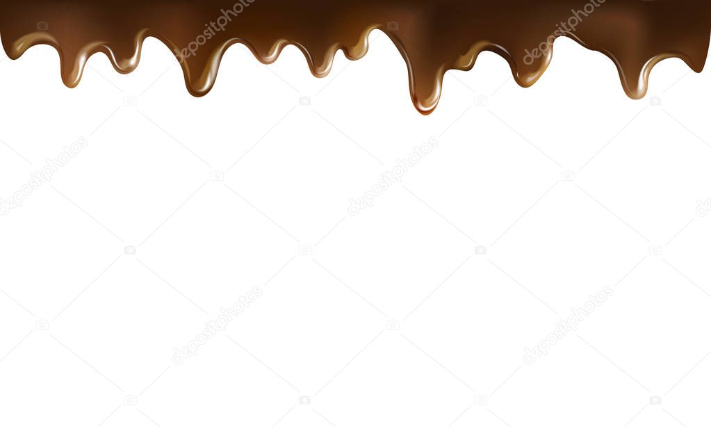 Chocolate desserts poster with dripping fondant or choco glaze drops.  Abstract Vector Cover with Chocolate Glaze. Vector illustration