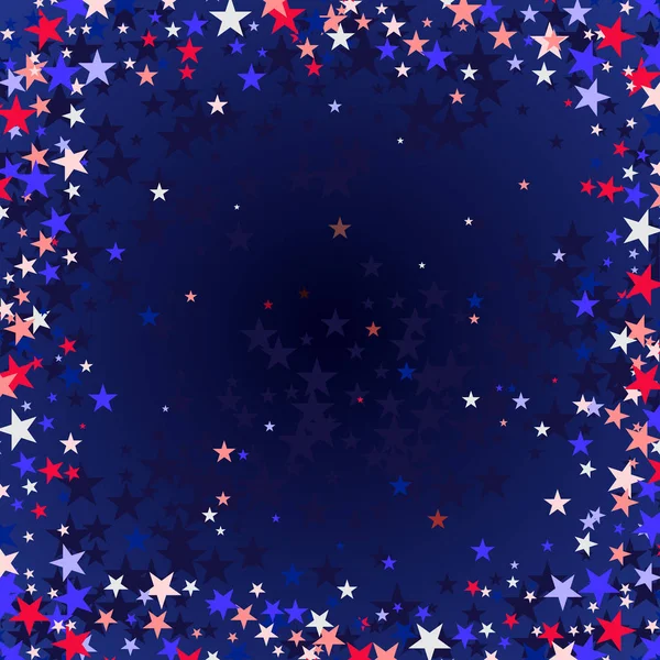 Rote blaue Sterne fliegende Sterne Konfetti. — Stockvektor