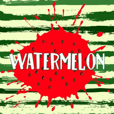 Çizgili bir arka plan üzerinde sulu karpuz çemberi.
