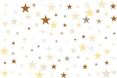 Seamless modeli altın yıldız sinek. Parlak altın arka plan üzerinde beyaz izole yıldız tozu ile. Vektör çizim tasarım