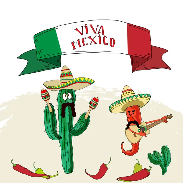 Képeslap-mexikói szimbólumokkal — Stock Vector