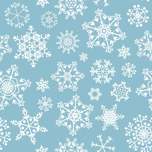 Fondo de invierno sin costuras con copos de nieve. — Vector de stock