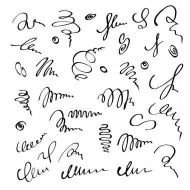 elle çizilmiş tasarım öğeleri kümesi.